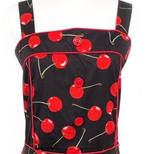 Black Red Cherry Cherries Sundress Rockabilly Pinup 1960s A line Midi Dress 2XL